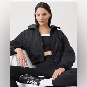 Athleta Lucent Black Bomber Jacket